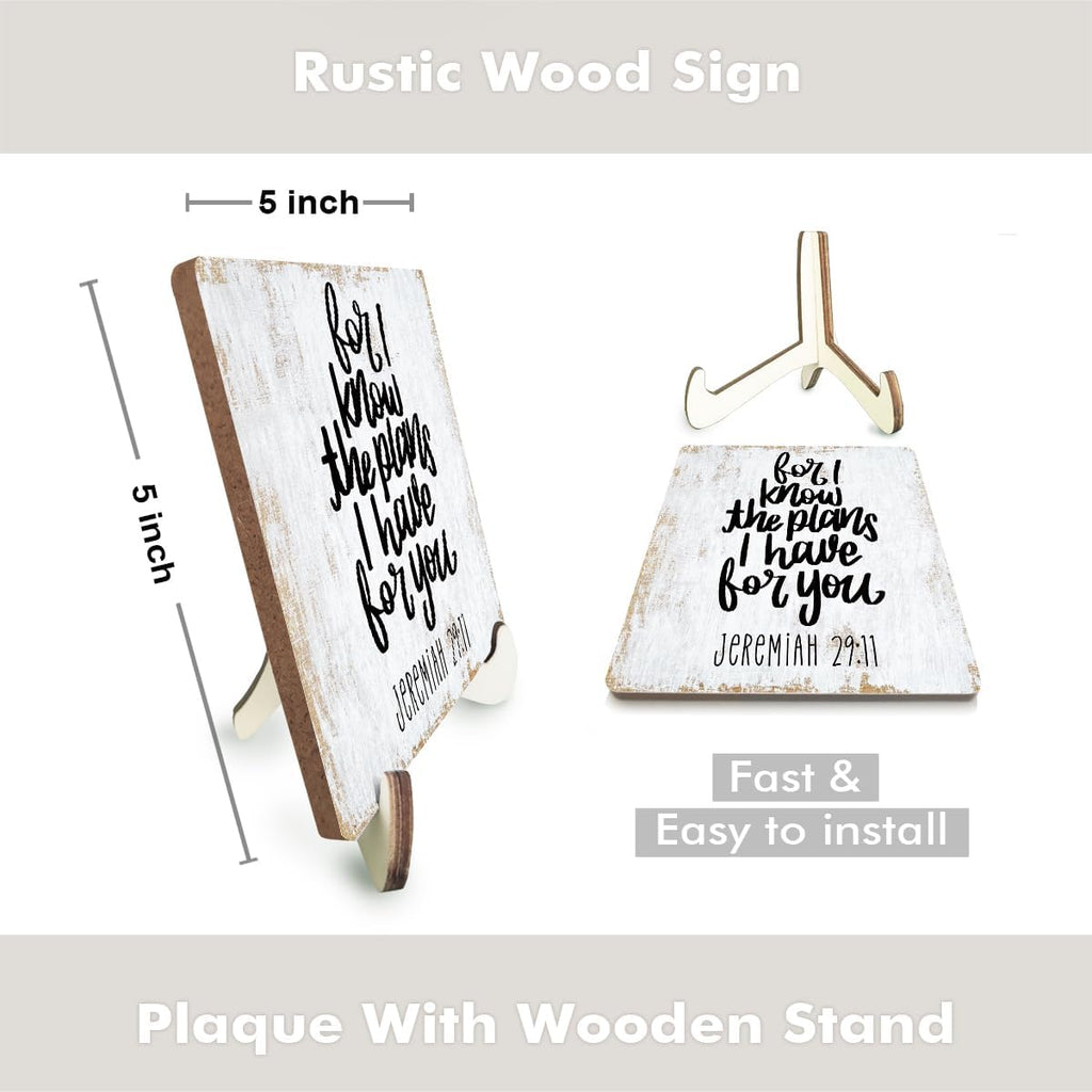 Motivational Wood Sign Rustic Desk Decor Home House Office Work Table Desk Accessories Decorative Christian Religious Bible Verse Faith Decorations Office Supplies Living Room Cubicle Decor