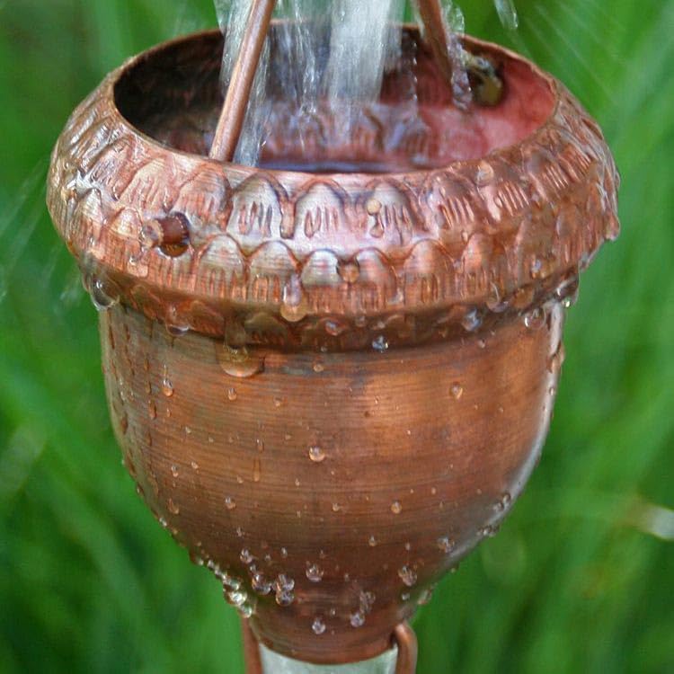 Nutshell Stores Acorn Cups Rain Chain - Copper - 19 Feet