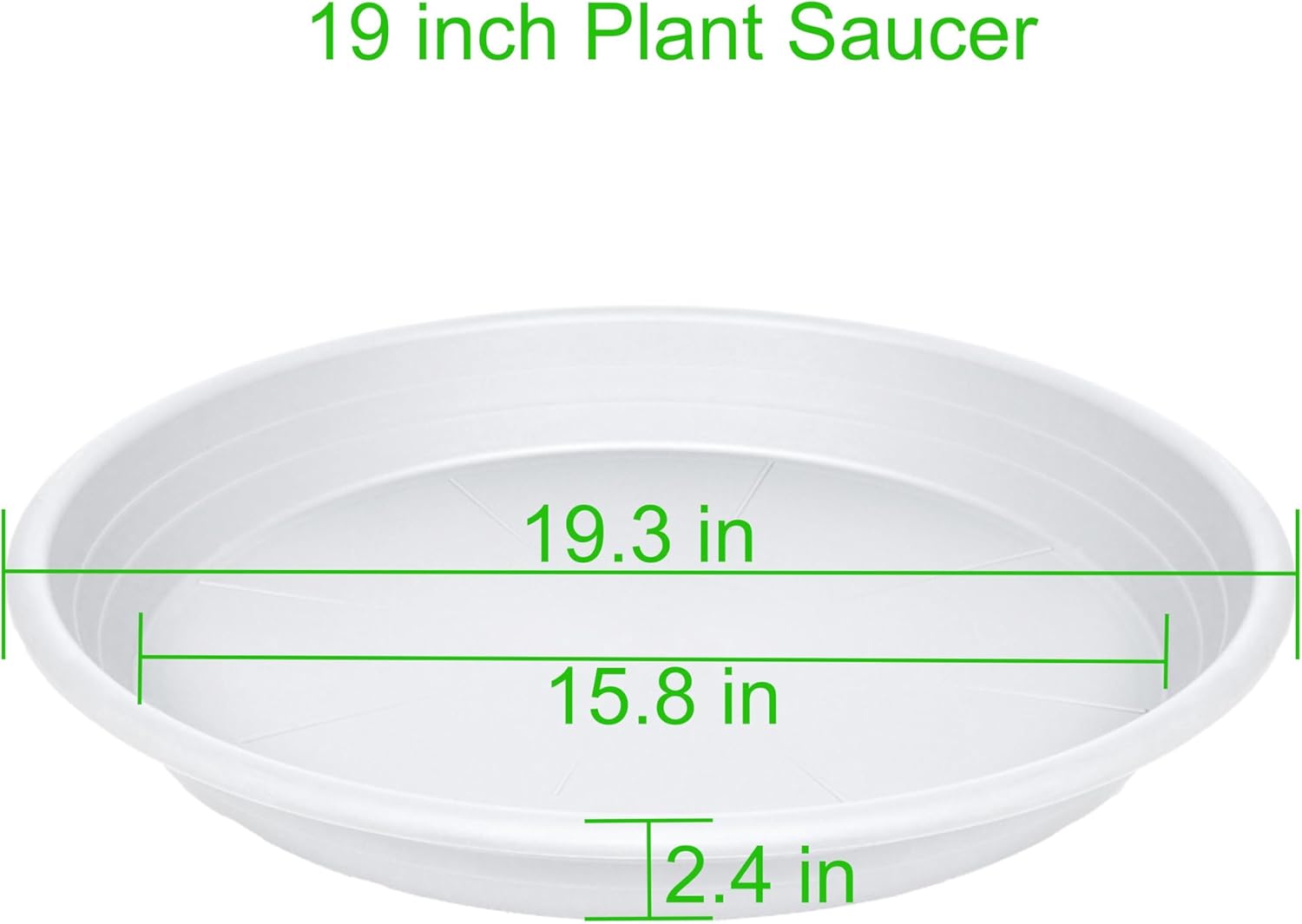 2 Pack of 19 inch Plant Saucer, Large Plant Tray, Heavy Sturdy Plant Drainage Tray for Indoors, Bird Bath Bowls, Sturdy 18 inch Plastic Pot Tray for Planter (White)