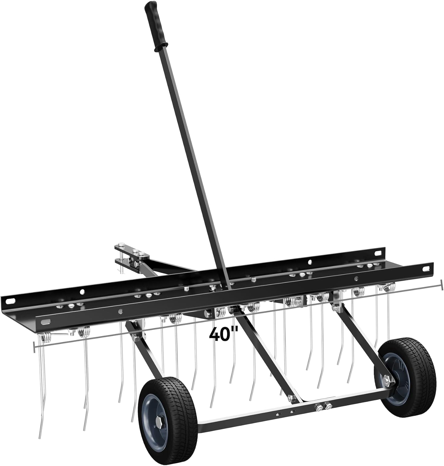 YITAMOTOR 40" Dethatcher Tow Behind Lawn rake Lawn Sweeper,Black
