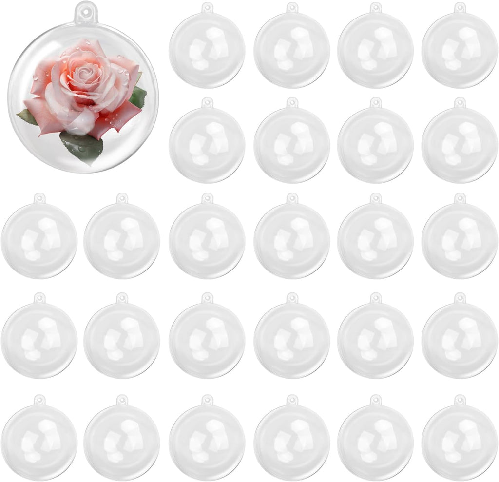 180 Pcs 2.36 Inch Clear Plastic Fillable Balls, Christmas DIY Fillable Ornaments Balls, Plastic Ornaments Ball for Christmas, Holidays, Weddings, Parties, and Home Decor