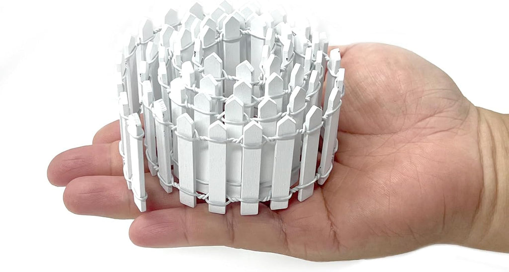 35 Inches Mini Fairy Garden Fence DIY Small Wood Decorative Picket Fence Micro Landscape Miniature Ornaments for Dollhouse, Crafts, Diorama Project, Plant Pot (Nature Wood-Brown Edge)