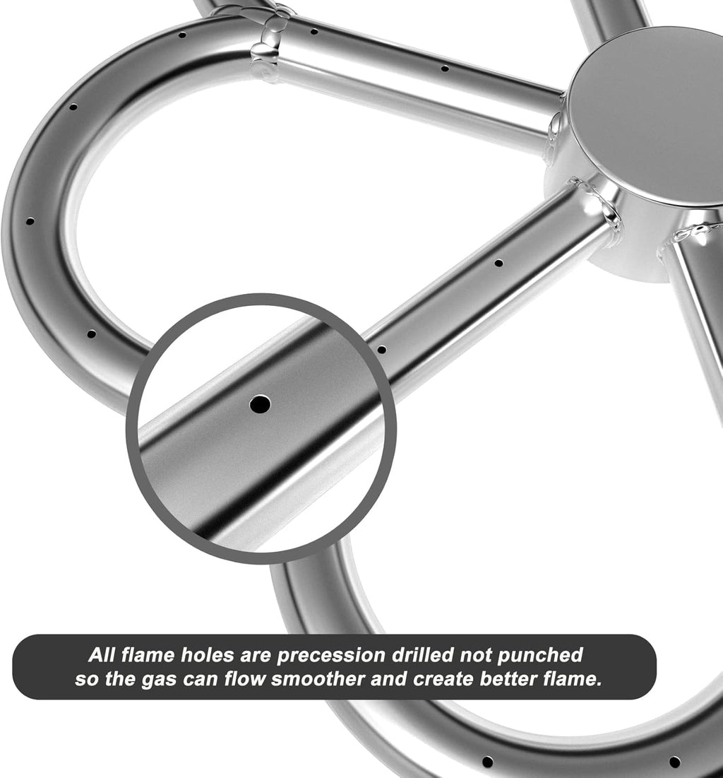 Skyflame 12-Inch Stainless Steel Fire Pit Burner, Flower-Shape Burner Ring for Fire Pit, Natural Gas & Propane Fireplace, Max BTU 90K