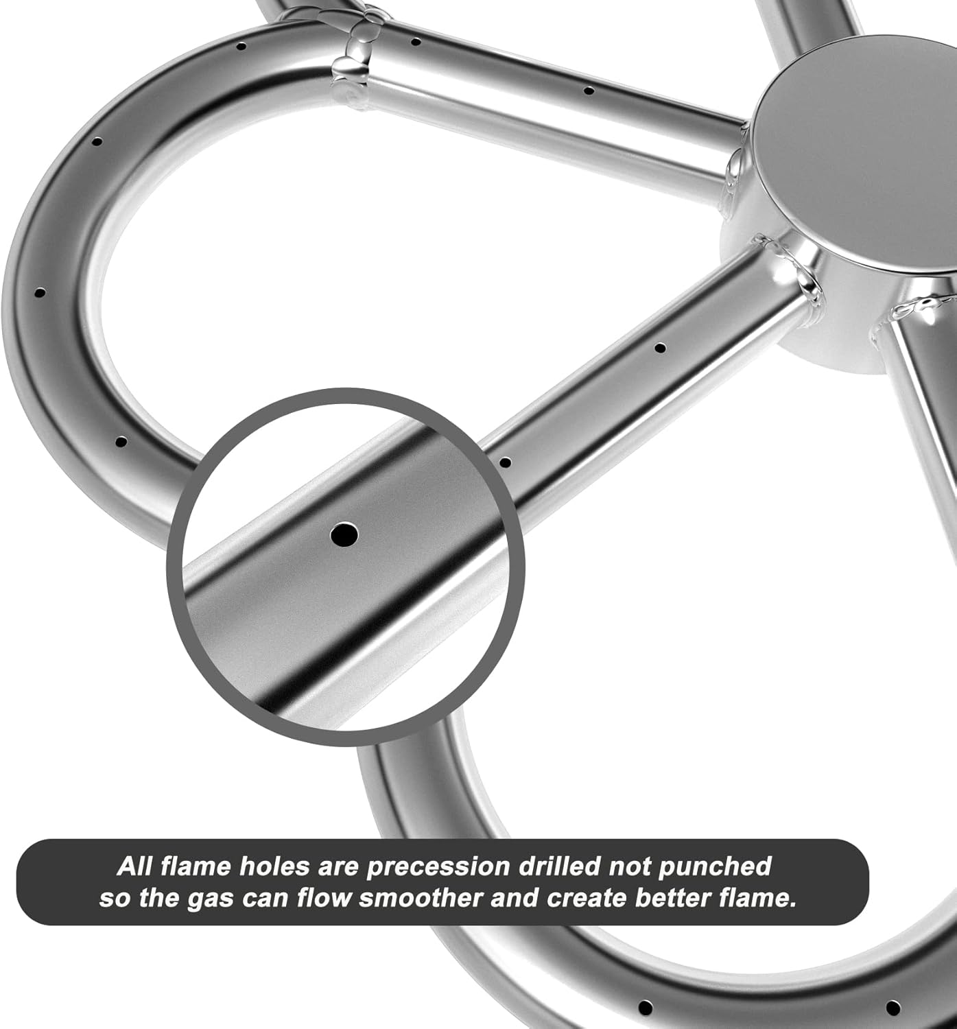 Skyflame 12-Inch Stainless Steel Fire Pit Burner, Flower-Shape Burner Ring for Fire Pit, Natural Gas & Propane Fireplace, Max BTU 90K