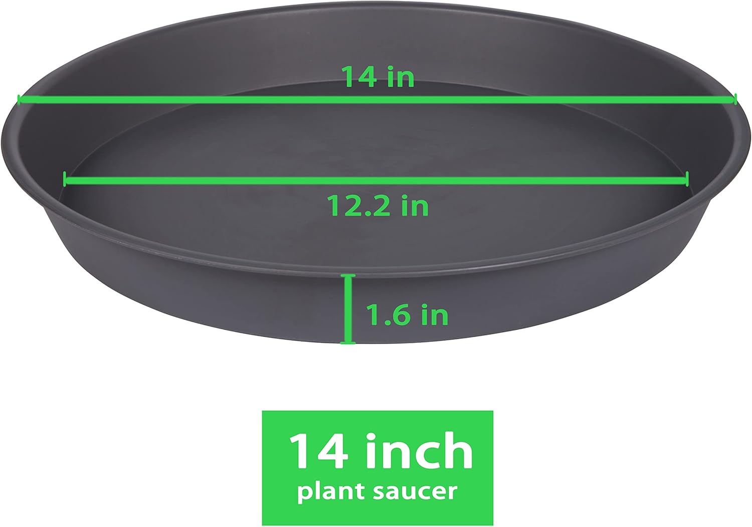 4 Pack of 13 14 inch Plant Saucer (12.2 Inch Base), Heavy Duty Plastic Plant Drip Trays 14" Round, Plant Trays for Indoors, Bird Bath Bowls, Plate for Planter 12-14" (14 inch, Cement Gray)