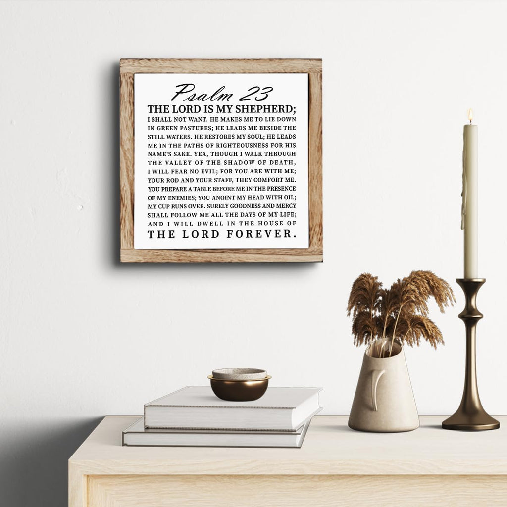 Scripture Sign, The Lord is My Shepherd Sign, Wooden Plaques Box Signs, Christian Desk Sign, Spiritual Table Decor Sign, Bible Verse Decor, Religious Artwork, Shelf Decoration, Living Room Decor
