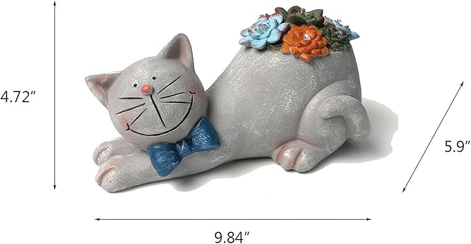 Cat Garden Figurines Outdoor Decor Solar Statue with LED Lights for Patio Lawn Yard Art Decoration Housewarming Garden Gift