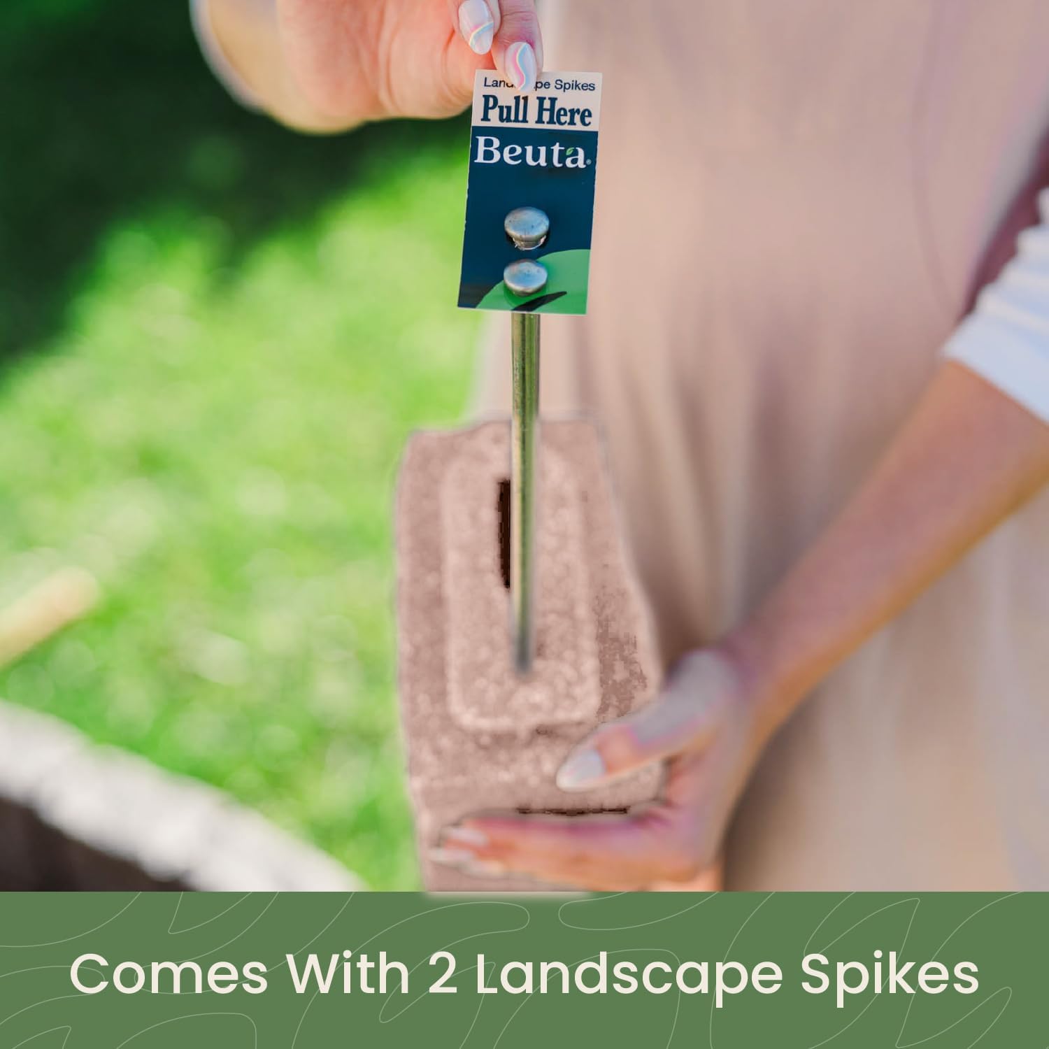 Beuta Landscape Edging | Garden Edging Border | Faux Stone Blocks for Lawn Edging, Flower Beds & Yard Edging – 4 Pack | Each Section Has 6 Blocks 48" L x 4" W x 6.5" H | 8 Spikes | Sandstone