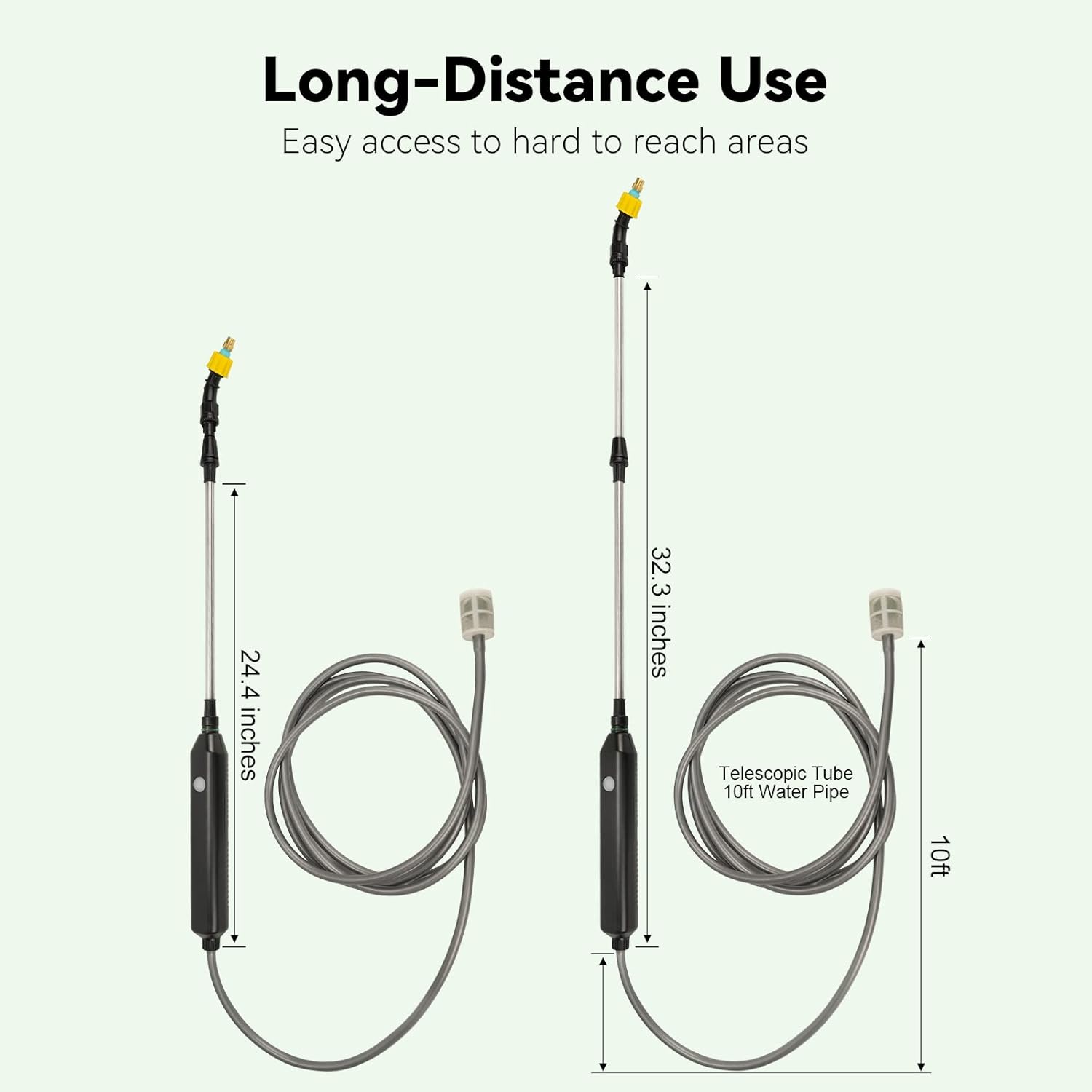 TOOVEM Electric Garden Sprayer, Portable Battery Powered Watering Wand, Rechargeable Plant Spray Mister with Telescopic Wand, 3 Adjustable Nozzles and 10ft Water Hose for Yard Lawn Weeds Plants