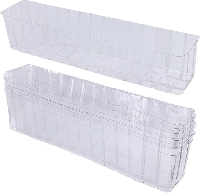 10 Pcs Plastic Planter Liners Clear Rectangular Plastic Liners for Flower Box Planter Window Box Planter 16.2" L x 3" W x 3.5" H for Indoor Outdoor Flower Arrangement Succulent Garden Windowsill Decor