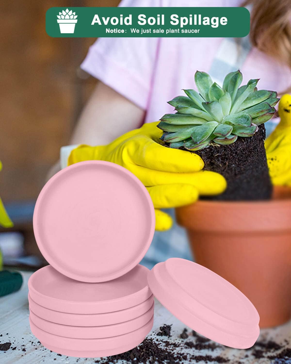 vensovo 6 Inch Peach Pink Terracotta Plant Saucer Pots Tray - 6 Pcs Round Planter Saucers for Indoor & Outdoor Plants, Small Clay Trays Perfect for 5 Inch 5.5 Inch 6 Inch Flower Pot