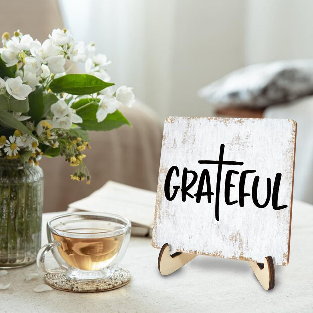 Inspirational Wood Sign Rustic Desk Decor Home House Office Work Table Desk Accessories Decorative Christian Religious Bible Verse Faith Decorations Office Supplies Living Room Cubicle Decor