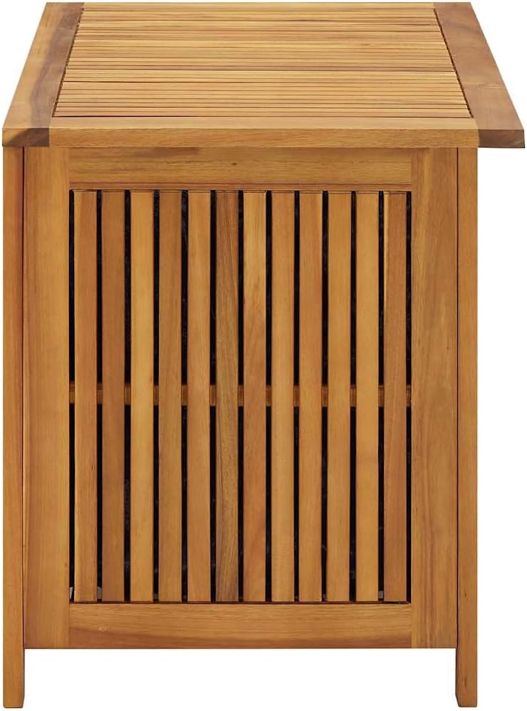 vidaXL Wooden Deck Box - Outdoor Teak Storage Chest, Ideal for Patio Furniture Cushions, Pool Accessories, Garden Tools - Water-Resistant Bag Inside - 35.4''x19.7''x22.8'', Solid Acacia Wood