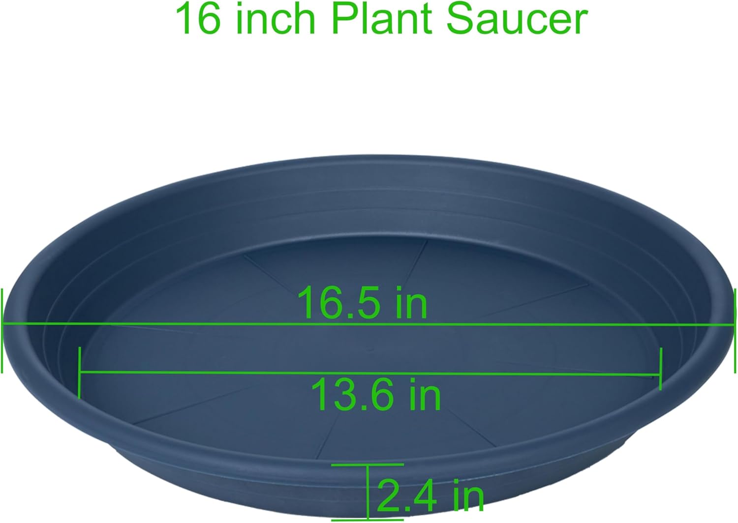 4 Pack of 16 inch Plant Saucer, Large Plant Tray, Heavy Sturdy Plant Drainage Tray for Indoors, Bird Bath Bowls, Sturdy Plastic Pot Tray for Planter (Blue)