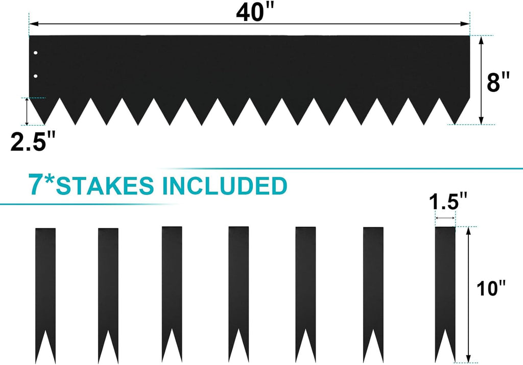 8 Inch Metal Landscape Edging, 6 Pack Heavy Duty Galvanized Steel Garden Edging,Steel Landscape Edging with 7 Clips for Lawn, Pathway, Yard