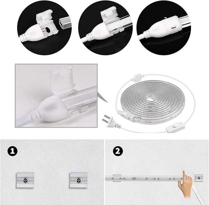 Outdoor LED Rope Light Waterproof, AC 110V,1800LEDs,3500k LED Strip Lights 15M/49.2ft Fexible LED Tape Light for Garden, Patio, Indoor Outdoor Decoration