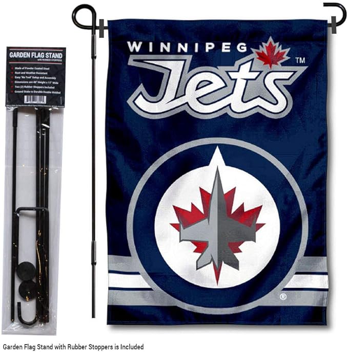 Winnipeg Jets Garden Flag with Pole Stand Holder