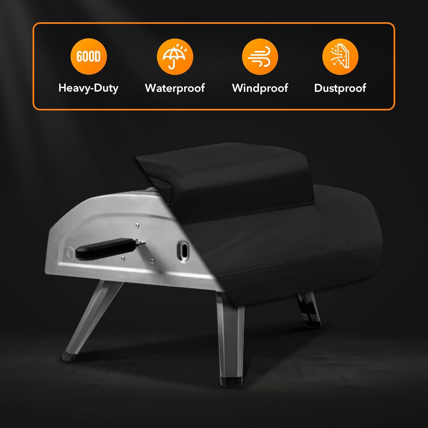 ZBXFCSH Heavy Duty 600D Polyester Cover Compatible with ooni Fyra 12 Pizza Oven- Suitable for ooni Fyra 12 Pizza Oven Accessories, Portable Pizza Oven lid with Pocket (Cover Only)