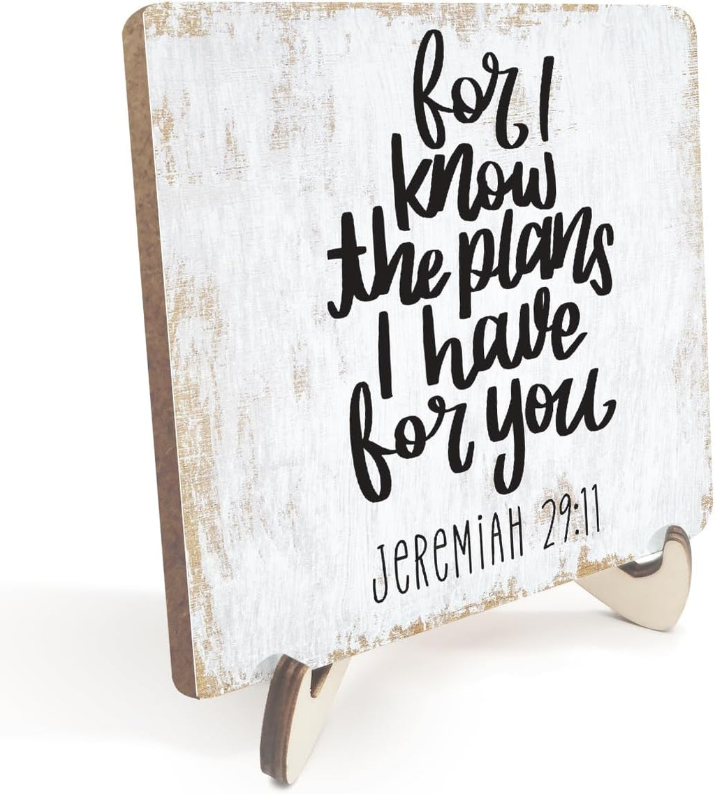 Motivational Wood Sign Rustic Desk Decor Home House Office Work Table Desk Accessories Decorative Christian Religious Bible Verse Faith Decorations Office Supplies Living Room Cubicle Decor