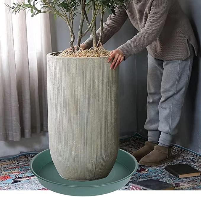 3 Pack of 20 22 inch Plant Saucer (19.2 Inch Base), 3.6" Depth Tray, Large Deep Garden Plastic Flower Planter Plant Trays for Indoors Outdoor Bath Bath (22", Green)