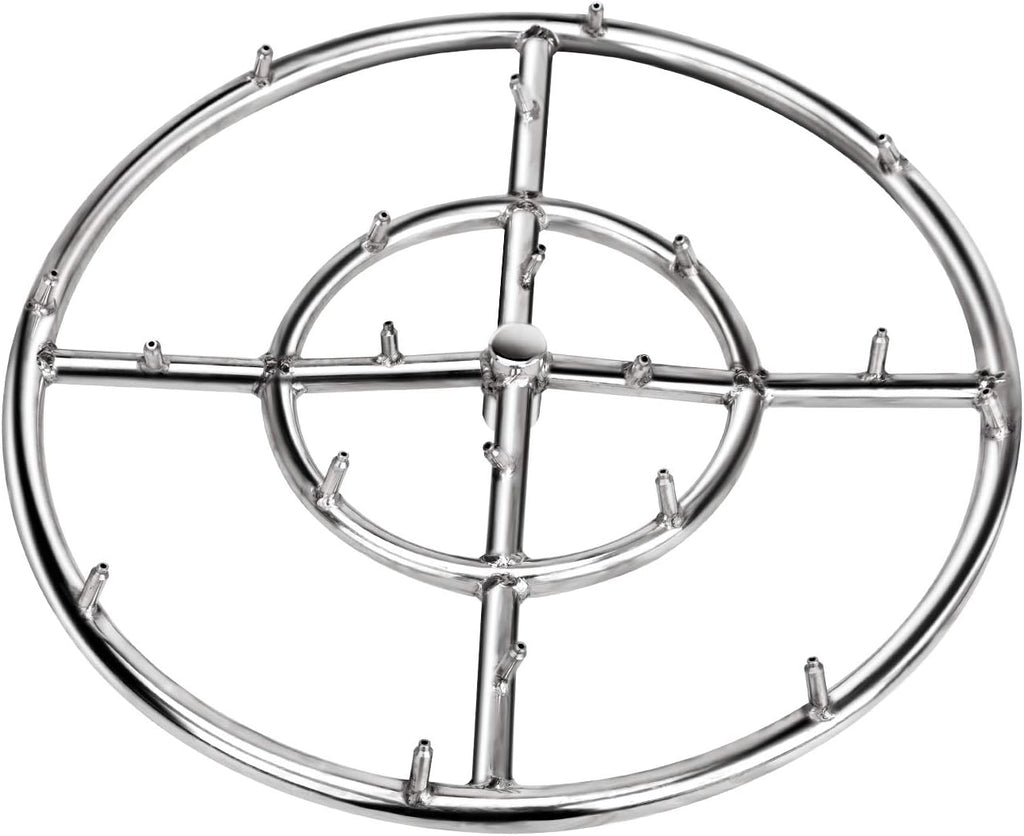 Stanbroil 12" High Flame Round Jet Burner Ring for Natural or Propane Gas Fire Pit, 304 Series Stainless Steel, Double Ring