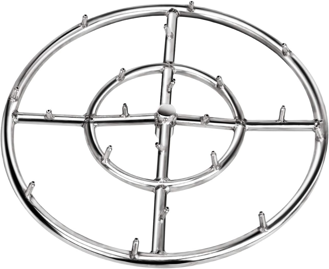 Stanbroil 12" High Flame Round Jet Burner Ring for Natural or Propane Gas Fire Pit, 304 Series Stainless Steel, Double Ring