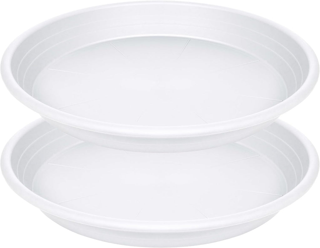 2 Pack of 19 inch Plant Saucer, Large Plant Tray, Heavy Sturdy Plant Drainage Tray for Indoors, Bird Bath Bowls, Sturdy 18 inch Plastic Pot Tray for Planter (White)