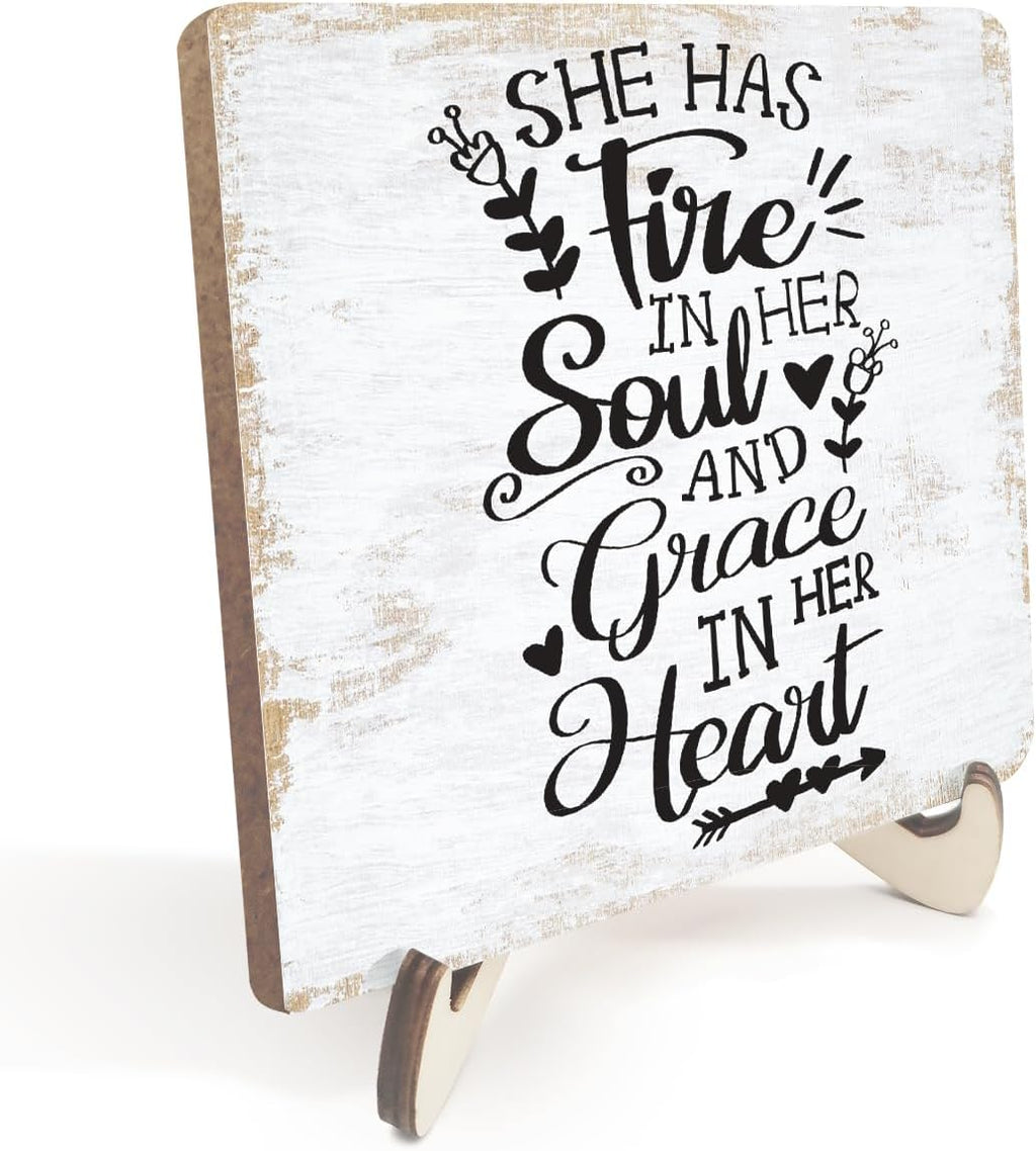 Motivational Wood Sign Rustic Desk Decor Home Bathroom Office Decor Work Table Desk Accessories Decorative Christian Religious Bible Verse Faith Decorations Office Supplies for Desk Cubicle Decor