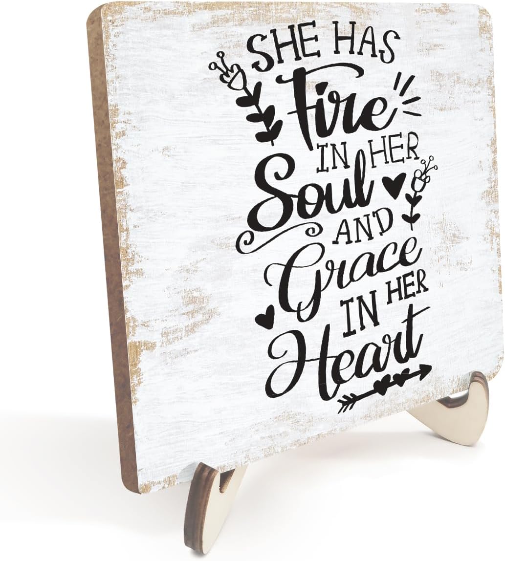 Motivational Wood Sign Rustic Desk Decor Home Bathroom Office Decor Work Table Desk Accessories Decorative Christian Religious Bible Verse Faith Decorations Office Supplies for Desk Cubicle Decor