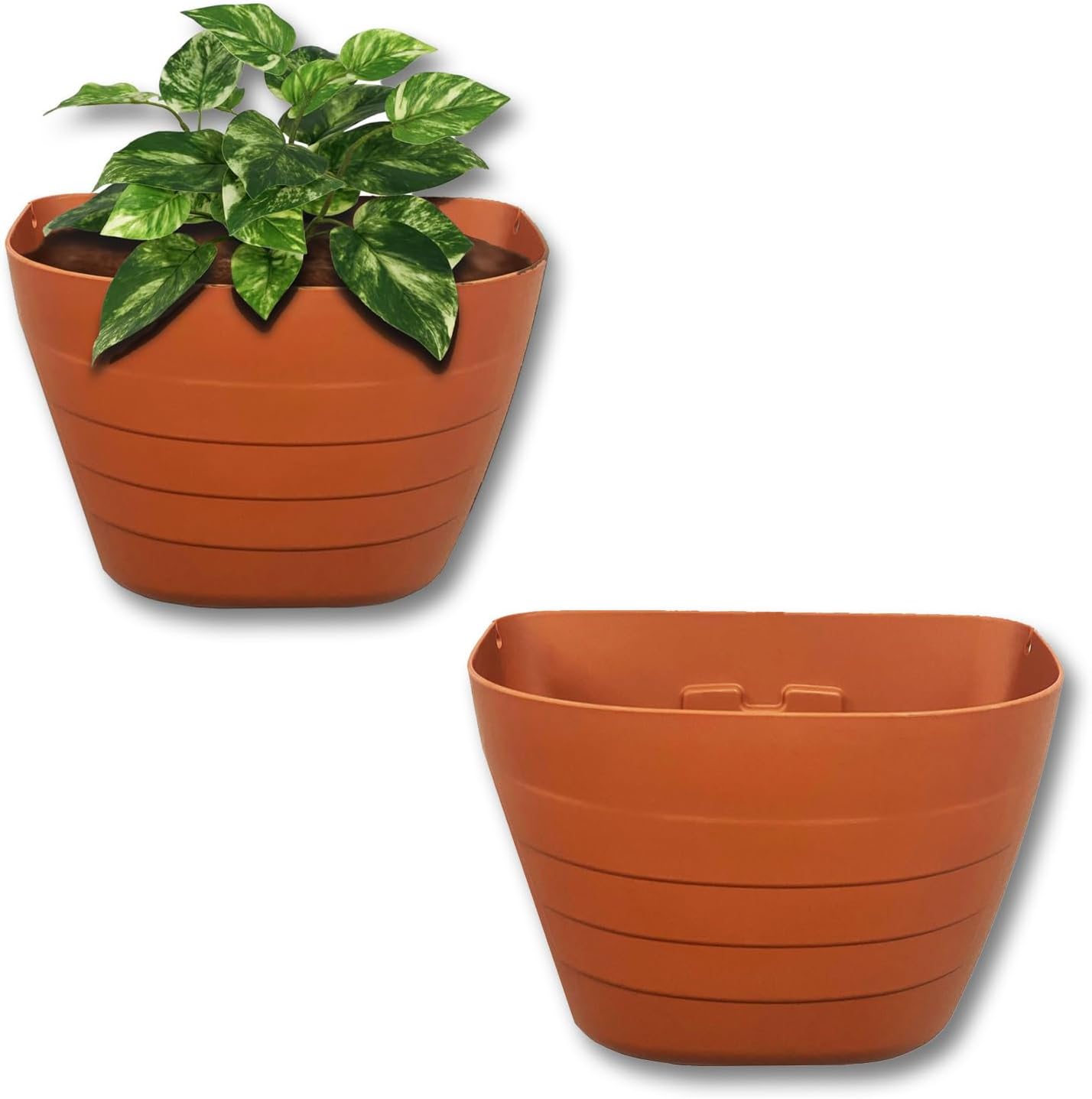 Terracotta Wall Planter – Self-Watering Hanging Garden Planter Indoor & Outdoor, 12 Inch Pot with Planter Grid for Flowers, Vegetables & Herbs – UV-Resistant, BPA-Free