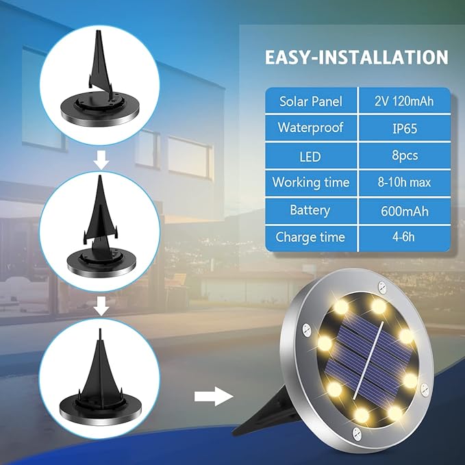 Solar Ground Lights 16Pack, Garden Solar Lights Outdoor Waterproof Solar Pathway Lights Bright In-Ground Lights Outdoor Lighting Decor for Lawn, Patio, Yard, Driveway,Walkway Warm Light