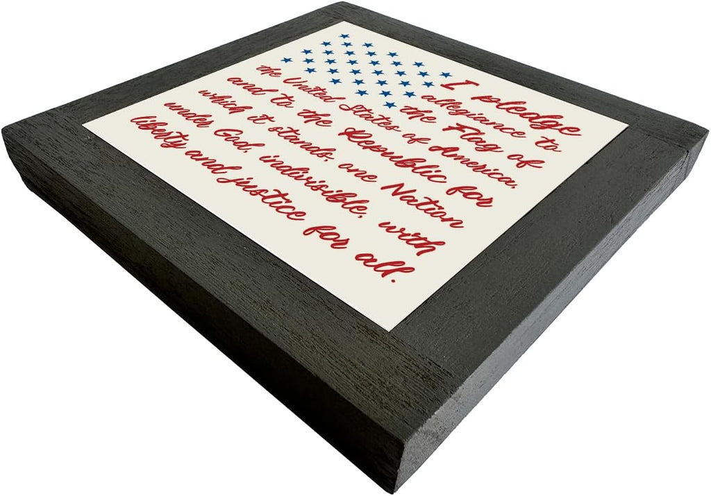 Patriotic Wood Plaque Sign, I Pledge Allegiance to the Flag of United States of America, Box Wood Plaques Desk Décor, American Flag Wooden Sign, 4th of July Wooden Decoration, Independence Day Decor C
