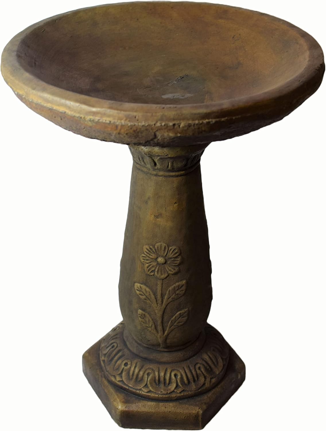 Solid Rock Stoneworks Daisy Pool Birdbath- 26" Tall x 19" Dia- Espresso