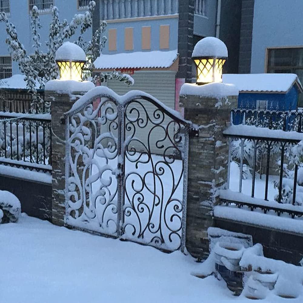 Outdoor Column Lights, 24.4″ Modern Column Lamp IP54 Waterproof Glass Post Light Outdoor E26 Aluminum Fence Post Light Fixtures for Villa Garden Park Lighting Black Pillar Lights