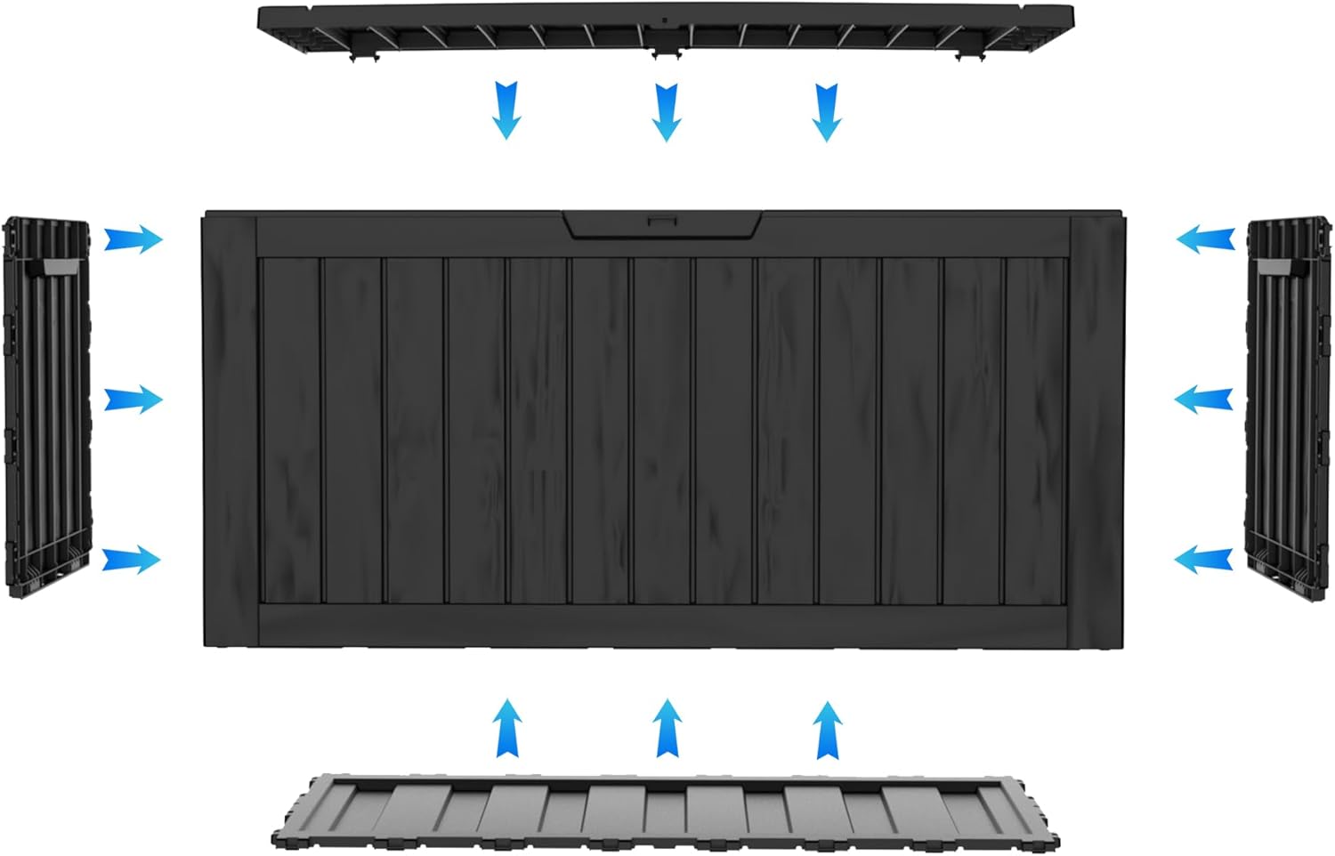 75 Gallon Deck Box, Resin Outdoor Indoor Waterproof Storage Box, Lockable Storage Box With Handle for Patio Furniture - Garden Tools - Swimming Pool Tools UV-Resistant, Black