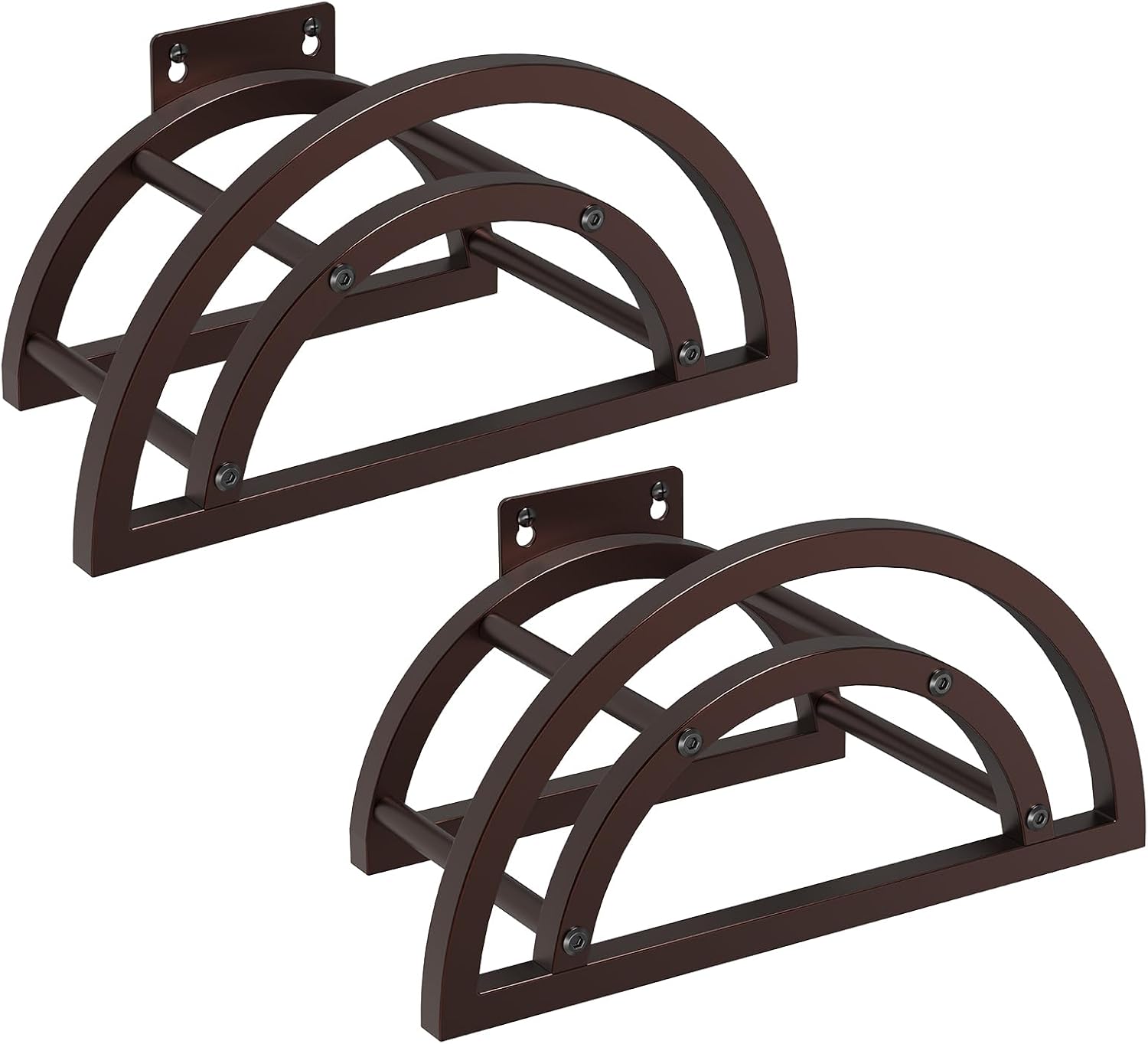 2 Pack Garden Hose Holder, Outdoor Hose Holder Wall Mounted Holds 125-ft Hose, Heavy Duty Metal Hose Hanger, Sturdy Detachable Hose Reel Storage Organizer, Hose Rack for Outside Garden Lawn, Bronze