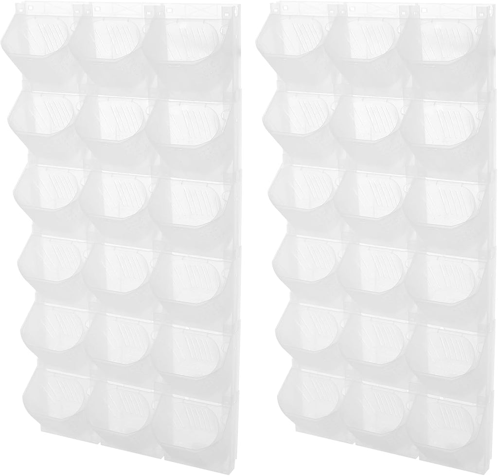 Wall Planter with 36 Pots, Vertical Garden Wall-Mounted Indoor & Outdoor Flower Pot Holder for Herbs, Vegetables, Succulents, Plastic Planter with Drainage Holes (White)