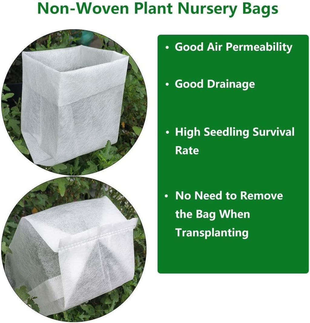 100Pcs Nursery Growing Bags, Non-Woven Fabric Seedlings Grow Bag for High Seedling Survival Rate, Flower Seed Packets Starter (8.2"x7.1")