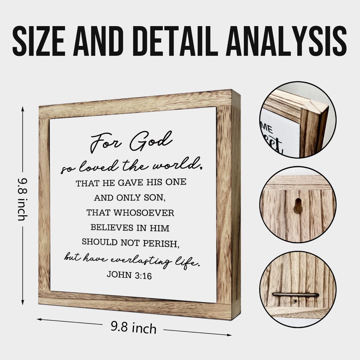 SUSZDOU Scripture Sign, John 3:16 Sign, For God So Loved the World Sign, Wooden Plaques Box Signs, Bible Verse Decor Art, Scripture Table Decor, Rustic Christian Home Decor, Shelf Decoration