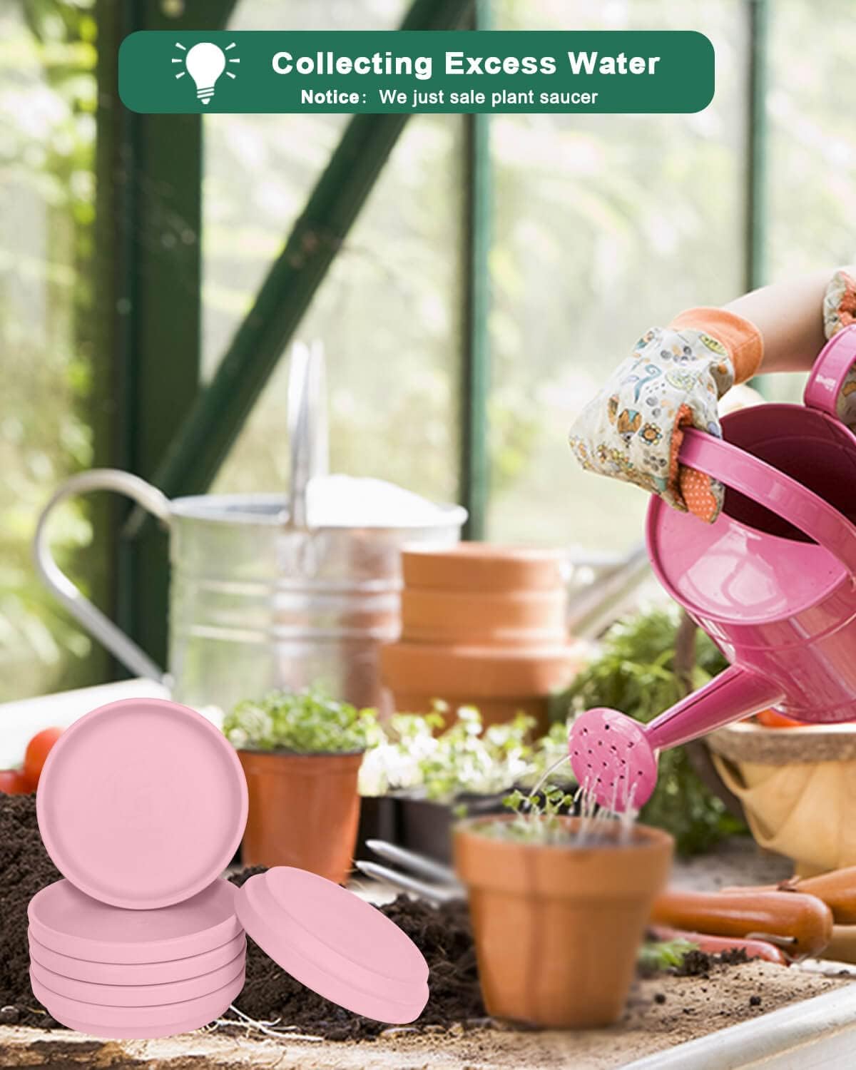 vensovo 6 Inch Peach Pink Terracotta Plant Saucer Pots Tray - 6 Pcs Round Planter Saucers for Indoor & Outdoor Plants, Small Clay Trays Perfect for 5 Inch 5.5 Inch 6 Inch Flower Pot