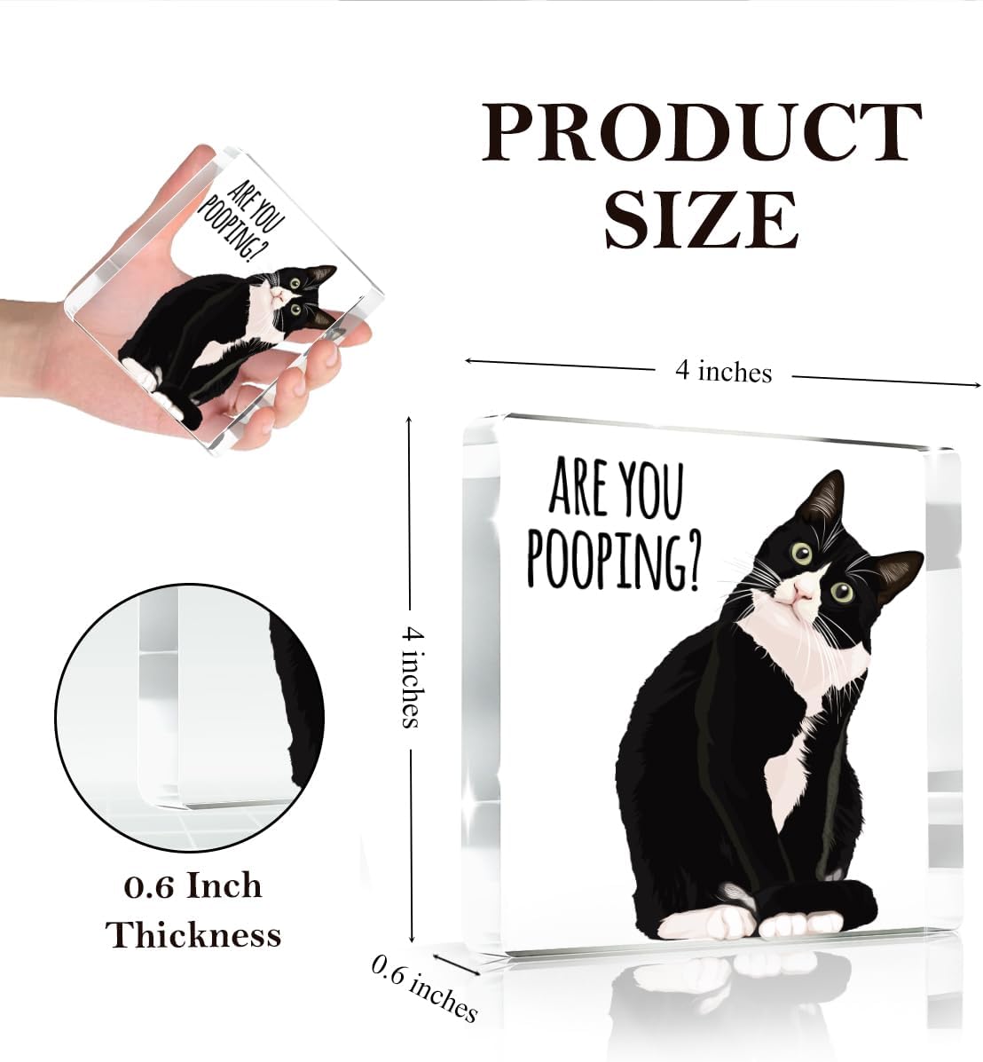 Are You Pooping Funny Sign，Black Cat Decor, Cat Bathroom Acrylic Decor，Home Decor Bathroom Creative Gift For Women Men，Funny Decorate Retro for Home Toilet