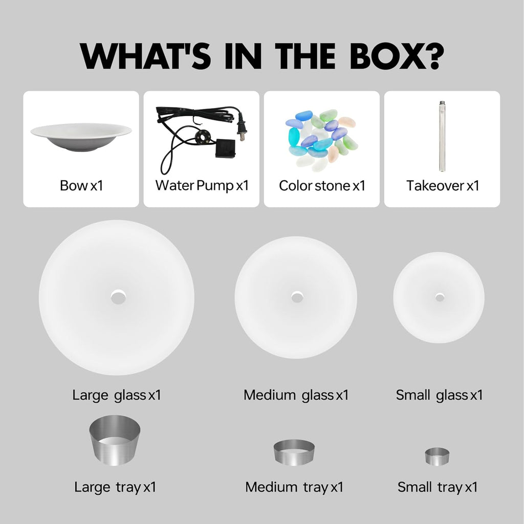 Indoor Tabletop Fountain 3-Tier Waterfall, Zen Meditation Fountains with LED Light, Home Desktop Soothing Sound Meditation Relaxing Water Feature for Office Room Table Decoration