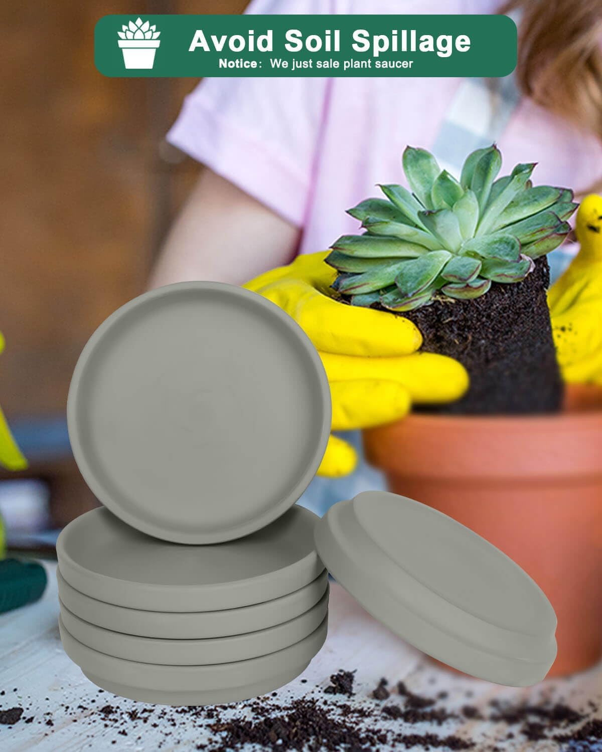 vensovo 3 Inch Grey Terracotta Plant Saucer Pots Tray - 12 pcs Mini Planter Saucers for Indoor & Outdoor Plants, Small Clay Trays Perfect for 2 Inch 2.5Inch Flower Pot