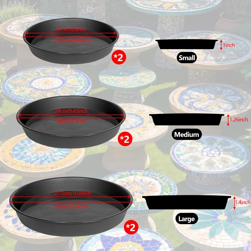 6 Pcs Round Stepping Stone Molds, 3 Size Reusable Cement Molds for Concrete, 8''/9.4''/ 10.8'' Plastic Concrete Mold for Casting Garden and Walkway