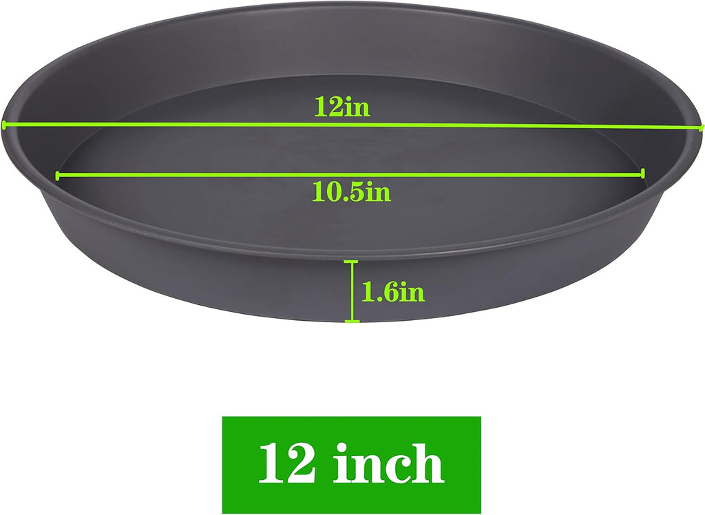 6 Pack of 12 inch Plant Saucer Gray, Heavy Duty Plastic Plant Saucer 12 inch Round, Durable Plant Tray for Pots, Flower Saucers for Indoors, Plant Trays for Planter 11"/12" (12", Cement Gray)