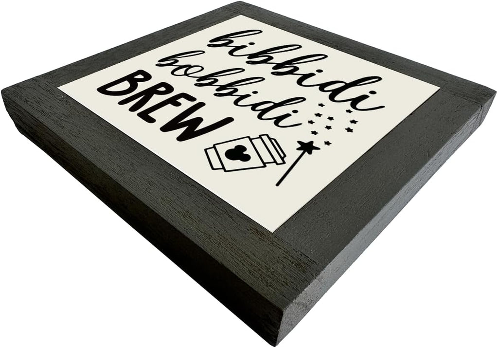 Bippity Boppity Wood Plaque Sign - Rustic Coffee Table & Kitchen Home Decor, 5.95.9in