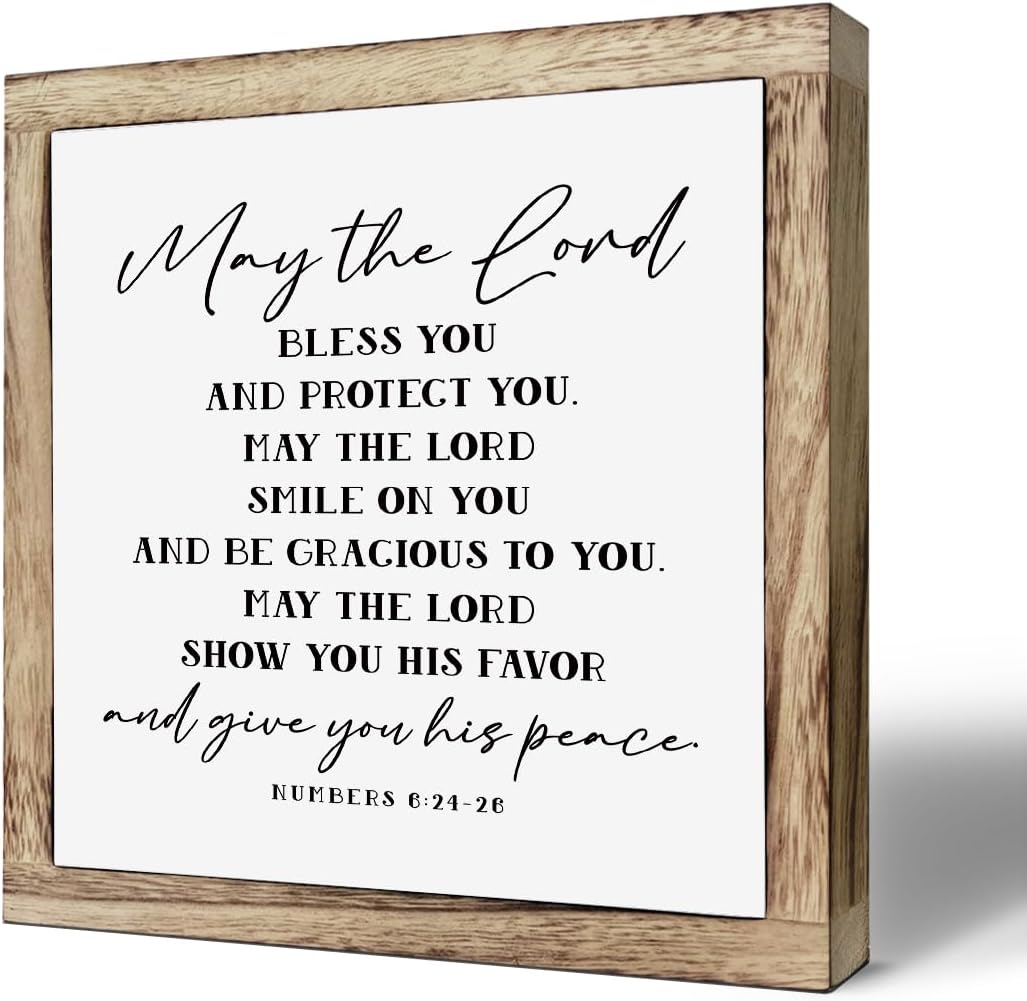 SUSZDOU Scripture Sign, May the Lord Bless You and Protect You Sign, Wooden Plaques Box Signs, Blessing Sign, Christian Home Decor, Christian Gift, Bible Verse Decor Sign, Numbers 6:24-26 Sign