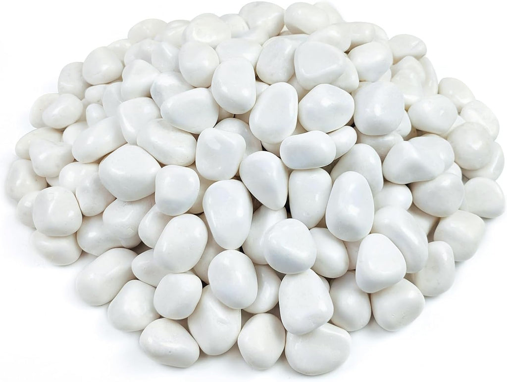 10 lbs White Rocks for Landscaping, 1-2 Inch Small Pebbles for Indoor Plants, Decorative Polished River Stones for Potted, Vase and Outdoor Garden