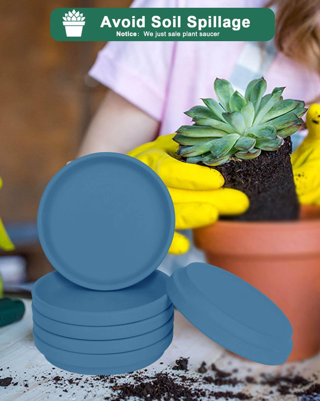 vensovo 6 Inch Steel Blue Terracotta Plant Saucer Pots Tray - 6 Pcs Round Planter Saucers for Indoor & Outdoor Plants, Small Clay Trays Perfect for 5 Inch 5.5 Inch 6 Inch Flower Pot