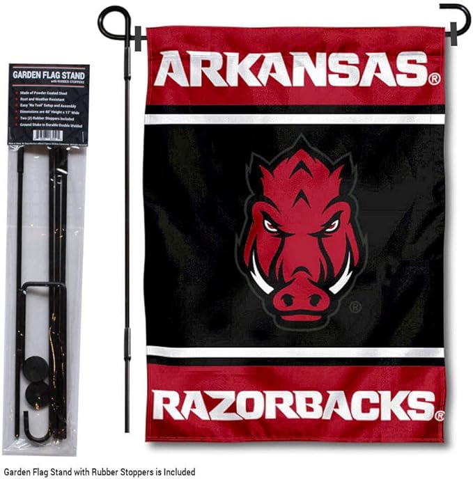 College Flags & Banners Co. Arkansas Razorbacks Garden Flag with Stand Holder